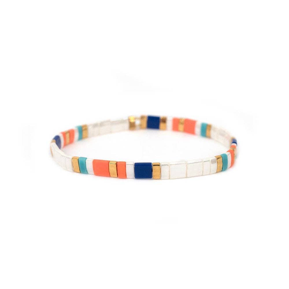 Boho Glass & Hematite Beaded TILA Beads Stretch Bracelets