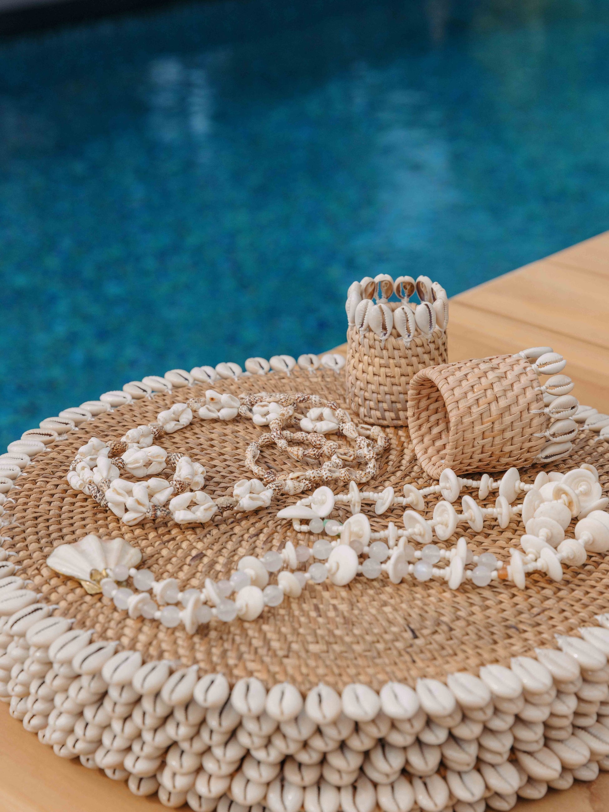 Rattan & Cowrie Shell Napkin Holder