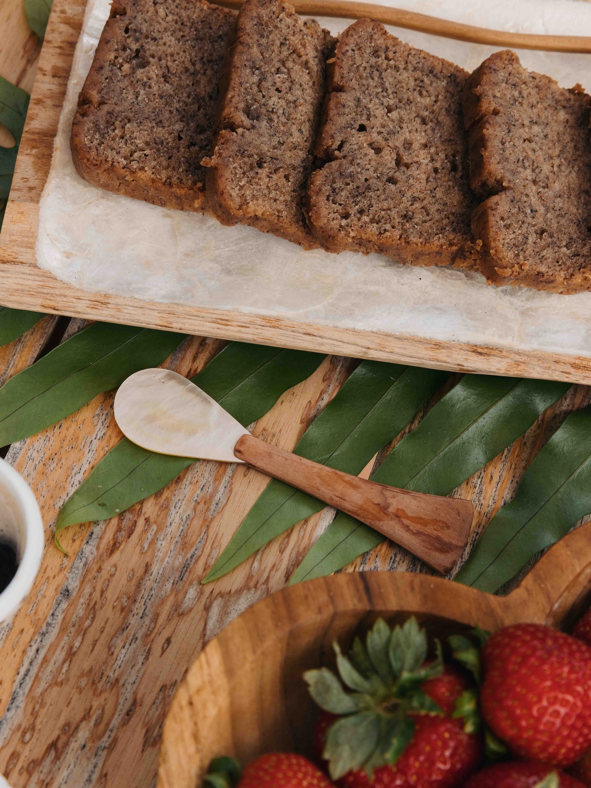 Teak and Mother of Pearl Mini Spoon