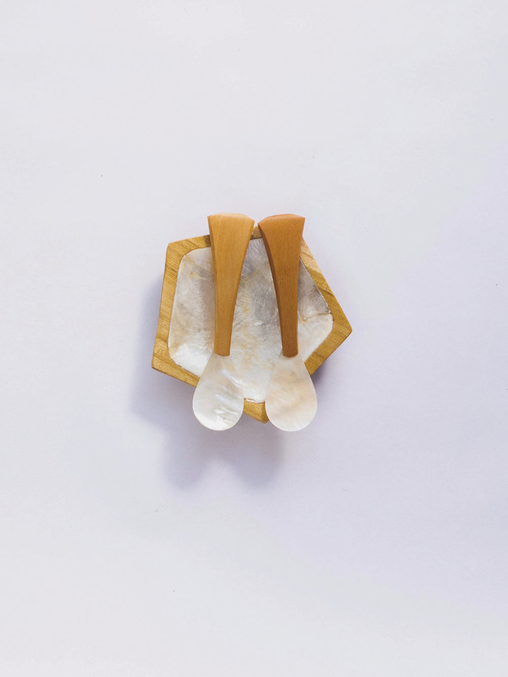 Teak / Mother of Pearl Pentagon Shaped Small Dish