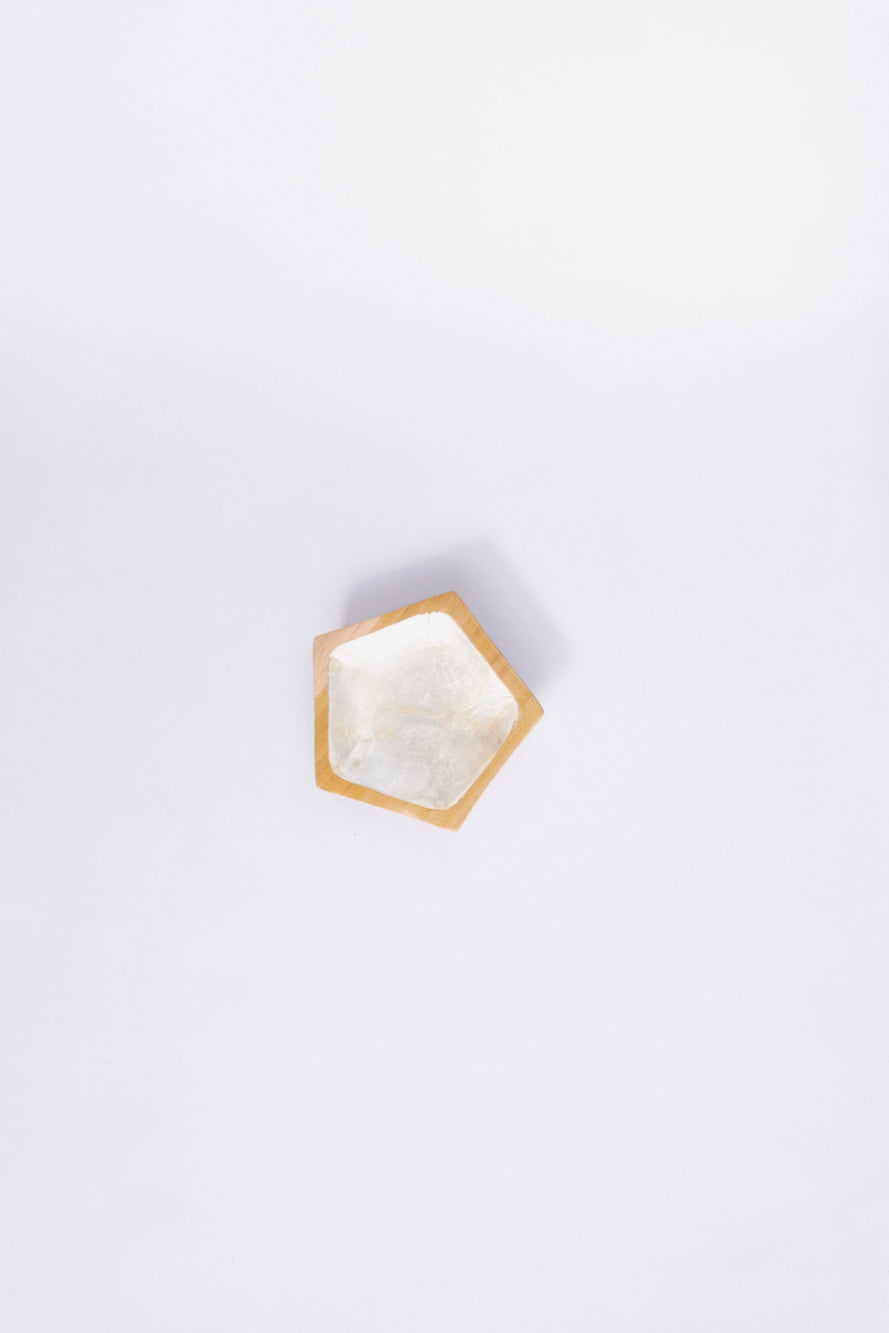 Teak / Mother of Pearl Pentagon Shaped Small Dish