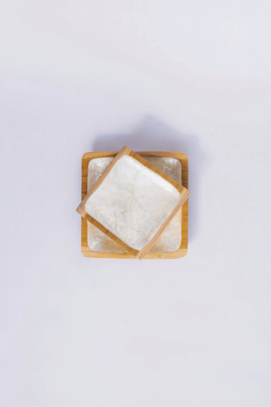 Teak & Mother of Pearl Square Dish