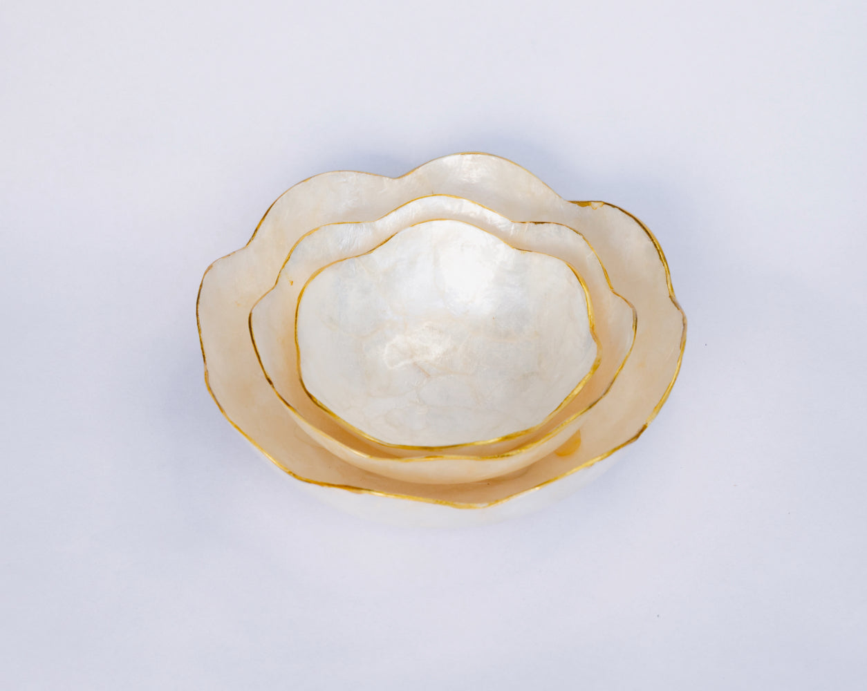 Gold Rim Flower Mother of Pearl Bowl