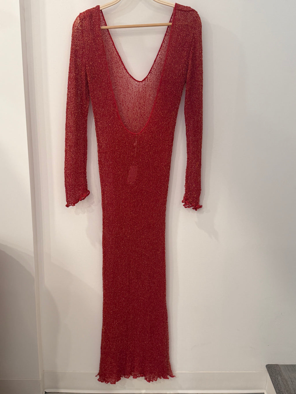 Metallic Knit Long Sleeve Maxi Dress