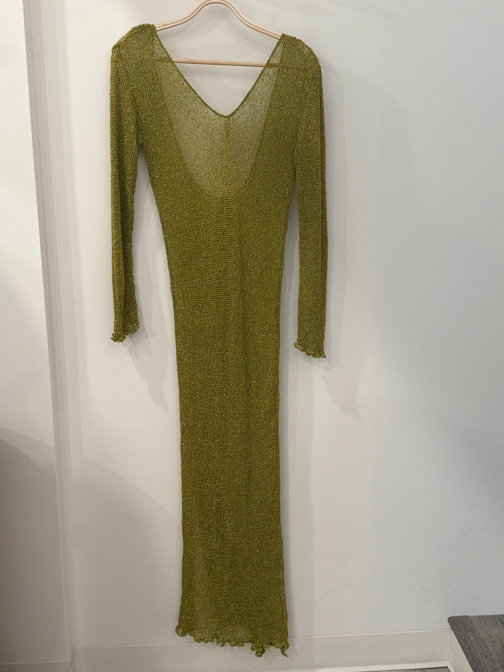 Metallic Knit Long Sleeve Maxi Dress
