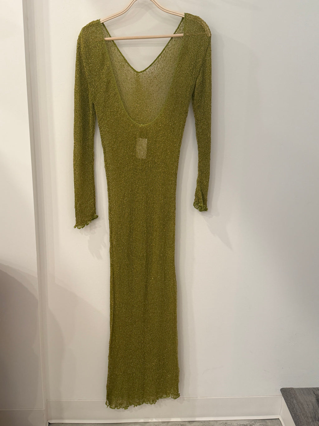 Metallic Knit Long Sleeve Maxi Dress