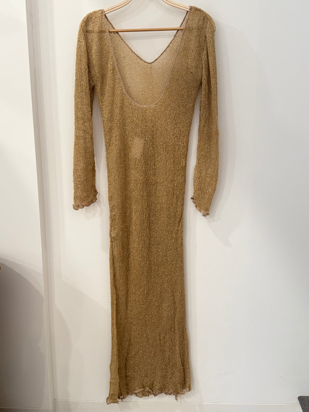 Metallic Knit Long Sleeve Maxi Dress