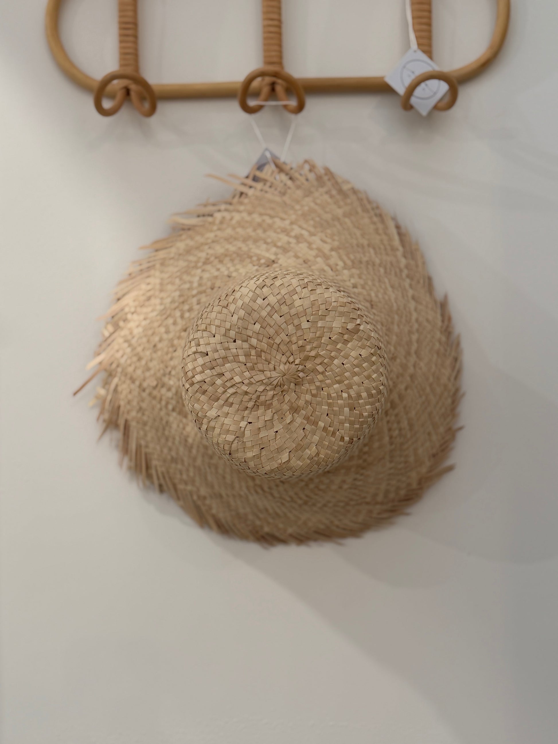 Woven Rattan Small Fringe Rim Bucket Hat