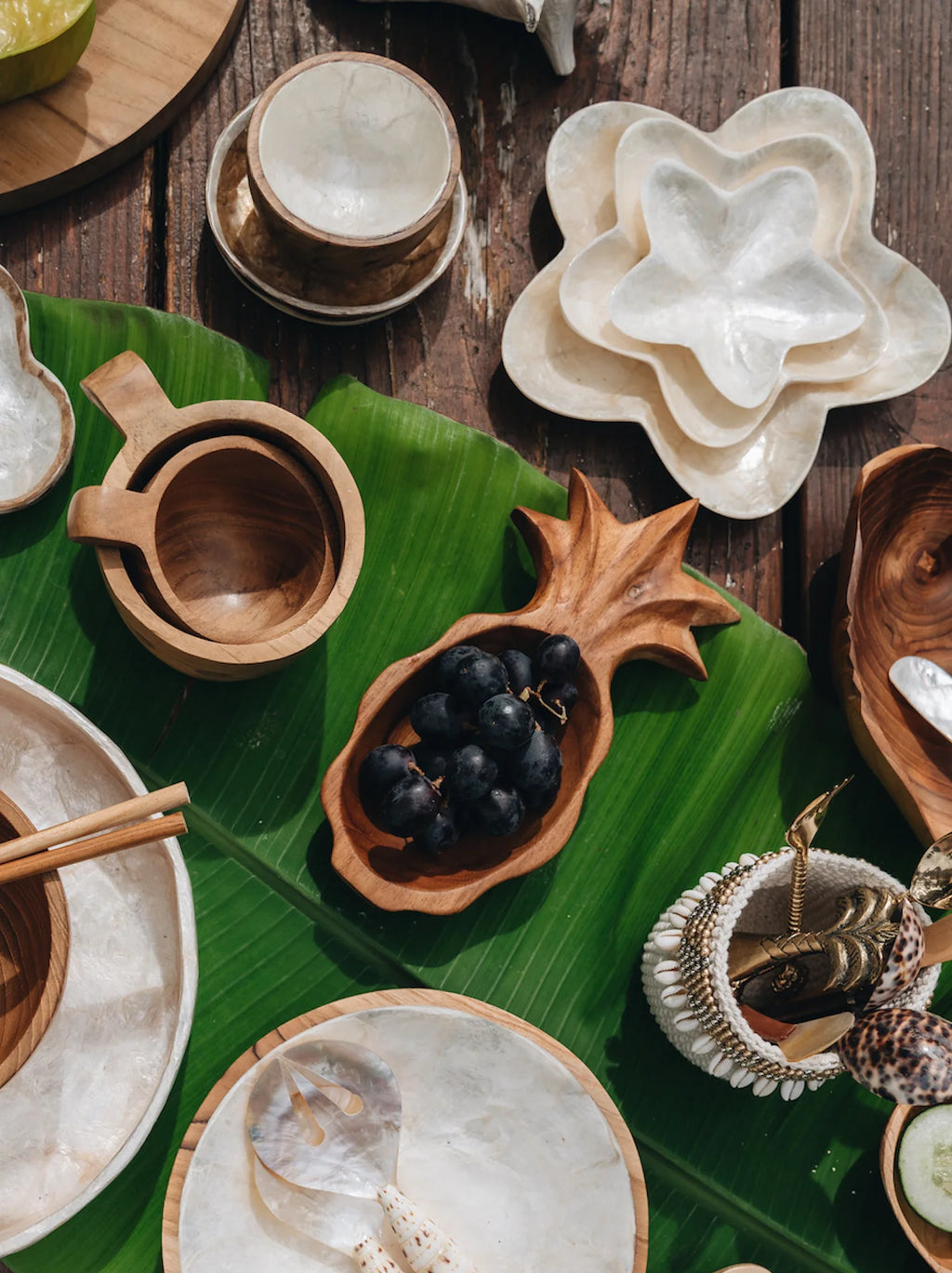 Capiz Nesting Flower Shaped Dish