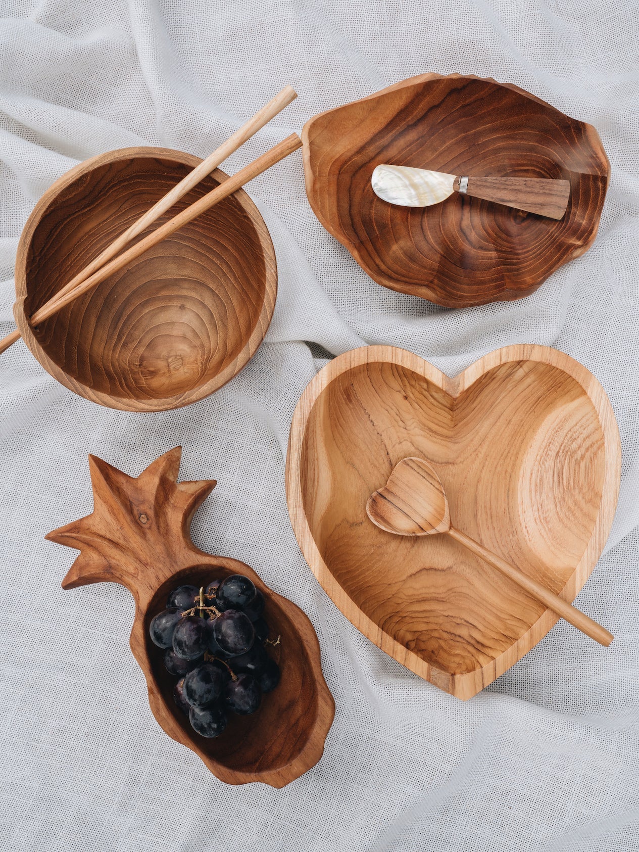 Handcrafted Teak Chopstick Bowl