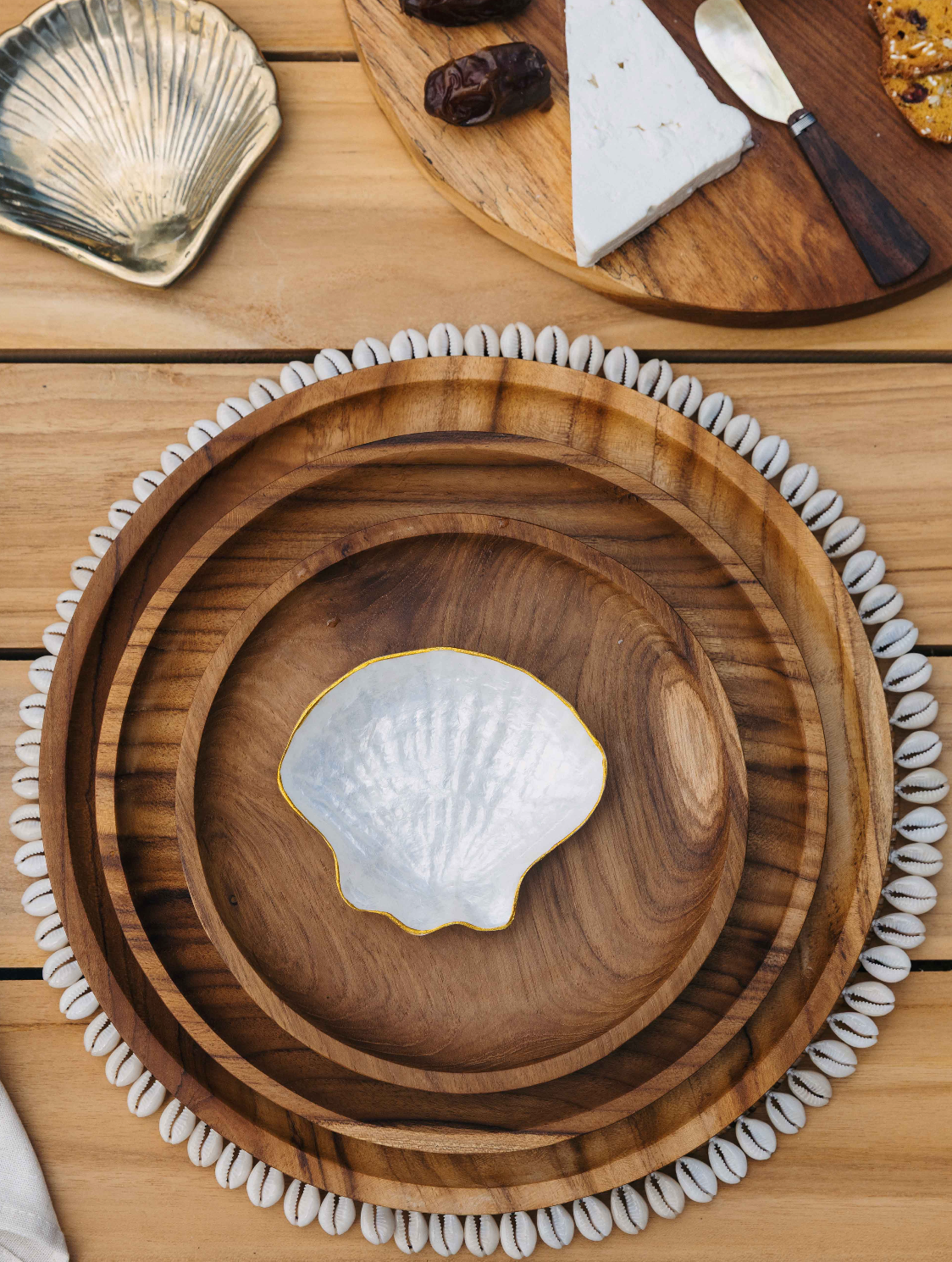 Capiz Sunrise Shell Shaped Mini Dish w/ Gold Rim