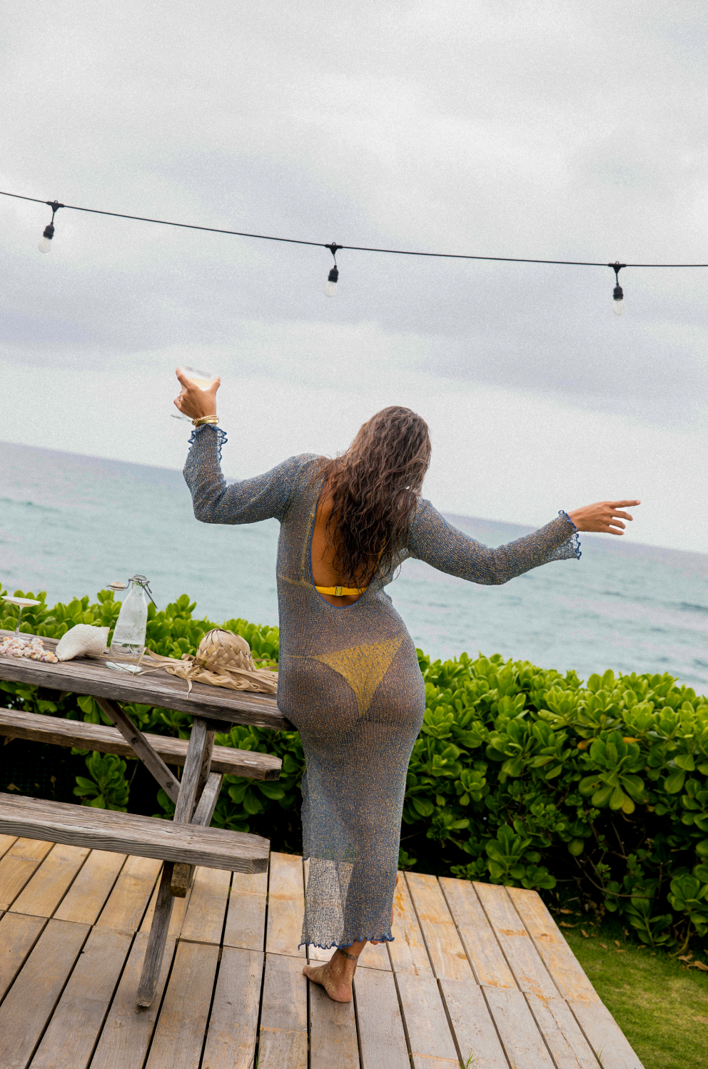 Metallic Knit Long Sleeve Maxi Dress
