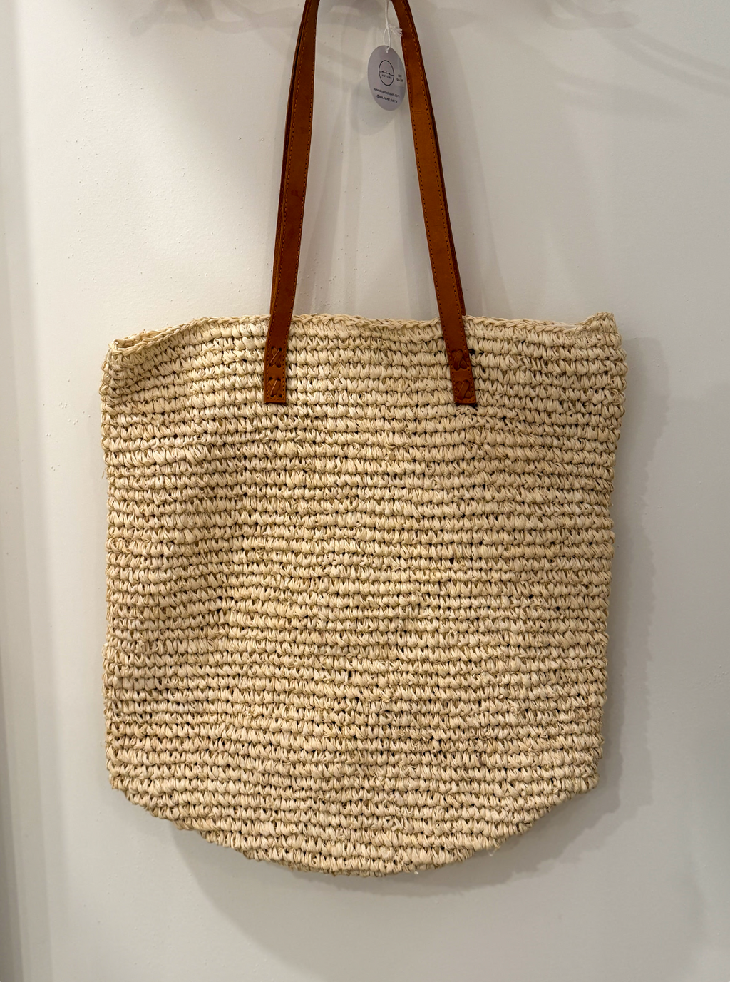 Seagrass Beach Bag with Leather Handle