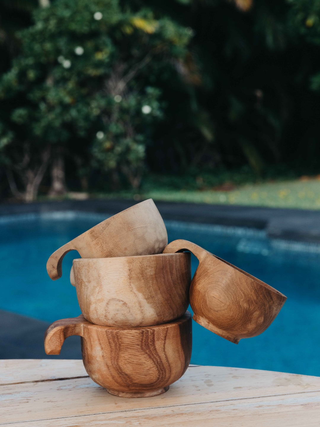 Hand Carved Teak Wood Mug
