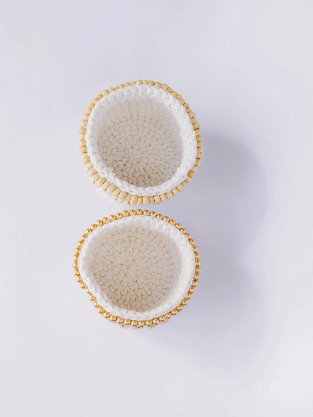 Crochet Mini Basket w/ Beads & Shells