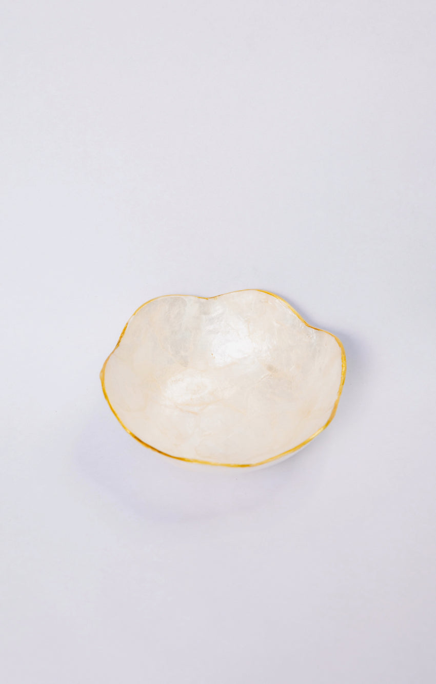 Gold Rim Flower Mother of Pearl Bowl