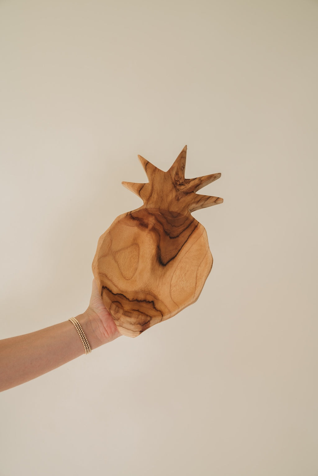 Hand-Carved Teak Wood Pineapple Bowl