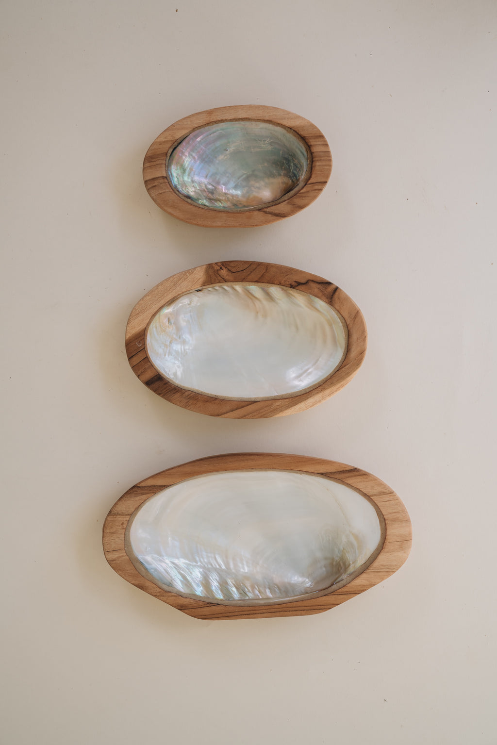 Small Teak and Abalone Shell Dish