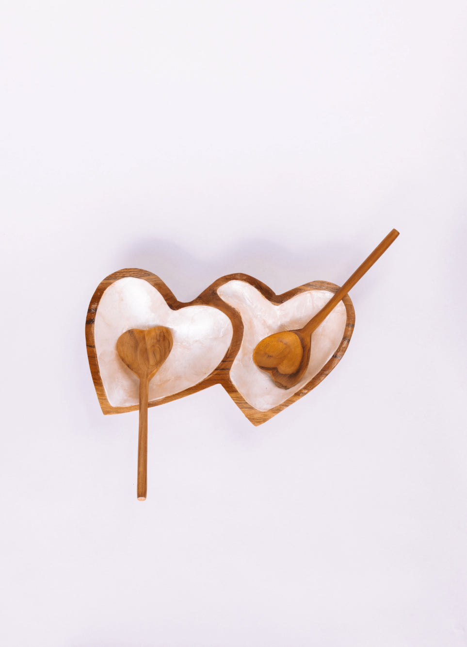 Teak and Mother of Pearl Double Heart Dish