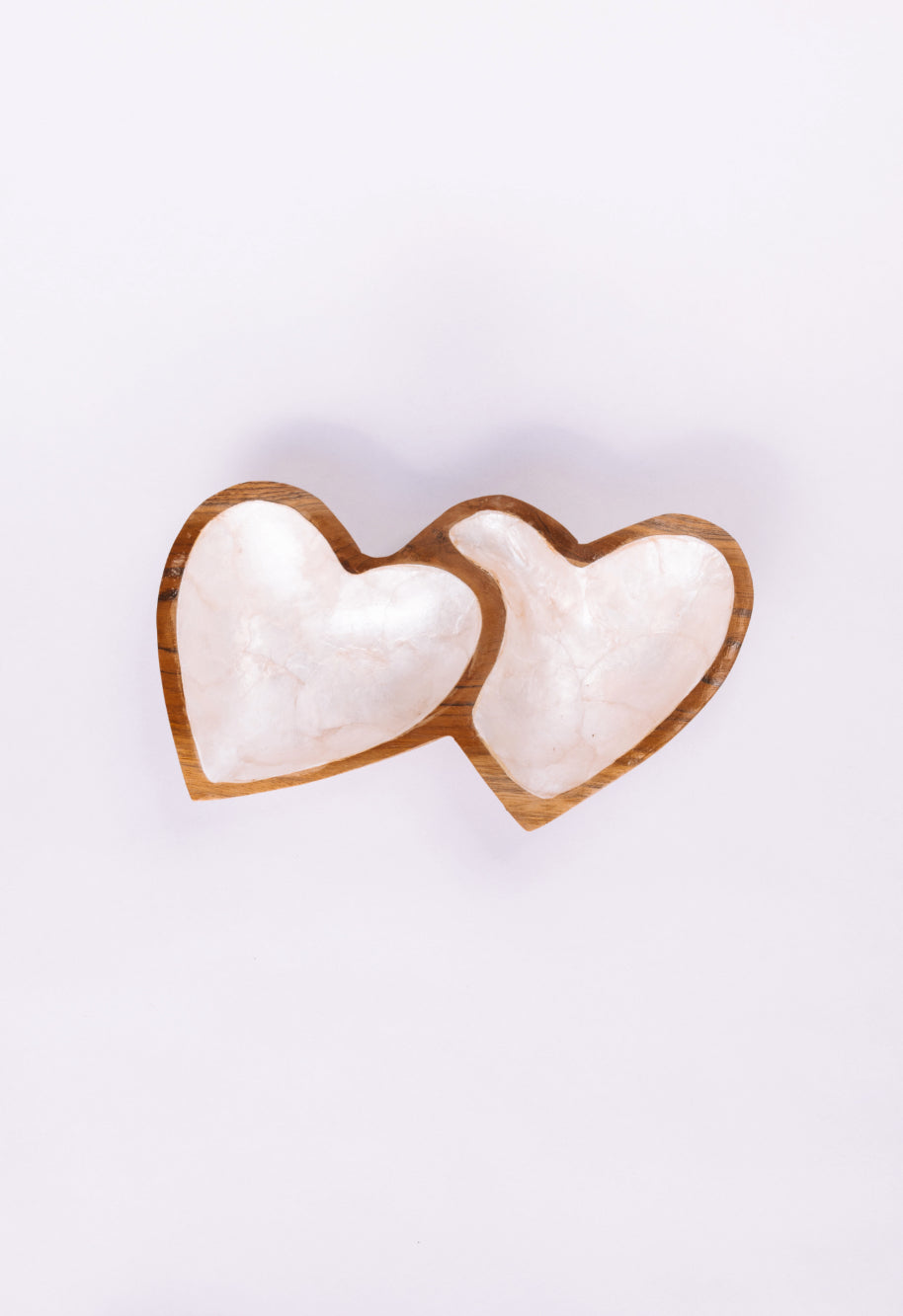 Teak and Mother of Pearl Double Heart Dish