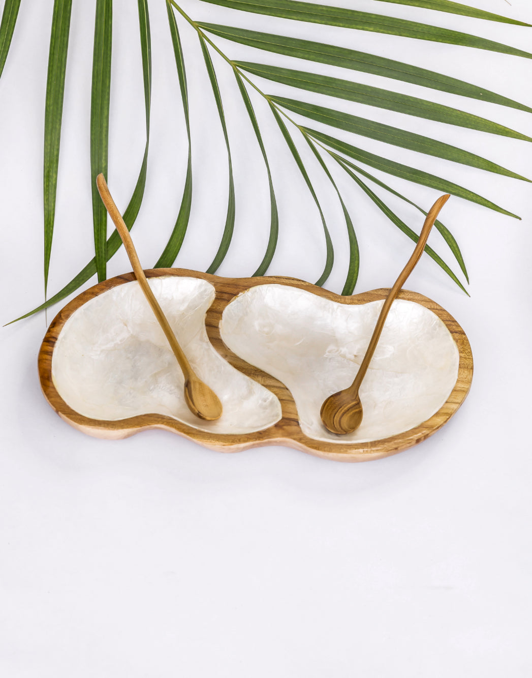 Teak and Mother of Pearl Entwined Heart Dish